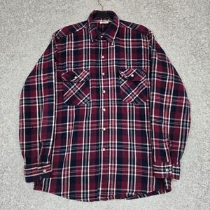 Vintage Five Brother Flannel Shirt Men Large Tall man red blue Plaid MADE IN USA